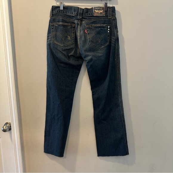 Levi’s 504 Slouch Straight Distressed Studded Floral Embroidered Jeans Sz 7 M - Picture 4 of 14